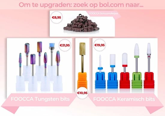 FOOCCA Nagelfrees - 11 Bitjes En 58 Schuurrolletjes - Elektrische Nagelvijl - Eelt Verwijderaar - Manicure Apparaat - Pedicure Set - Extra Lange Kabel 11 FOOCCA Nagelfrees - 11 Bitjes En 58 Schuurrolletjes - Elektrische Nagelvijl - Eelt Verwijderaar - Manicure Apparaat - Pedicure Set - Extra Lange Kabel - Image 9