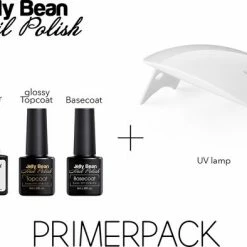 Jelly Bean Nail Polish Primerpack 6W - Primer - Base Coat - Top Coat + Premium UV Nagellamp 6W