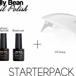 Jelly Bean Nail Polish Starterpack 6W - Premium UV Nagellamp Voor Gel Nagellak - Base Coat - Top Coat
