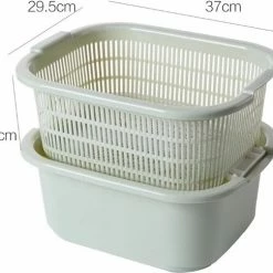 BUDDLEY Multifunctionele Wasteil Met Vergiet - Zeef - 2 In 1 Vergiet Zeven - Wasmand - Draagmand - Handwas - Vergieten - Voetenbad - Handige Set -Lanaform Shop 550x485 4