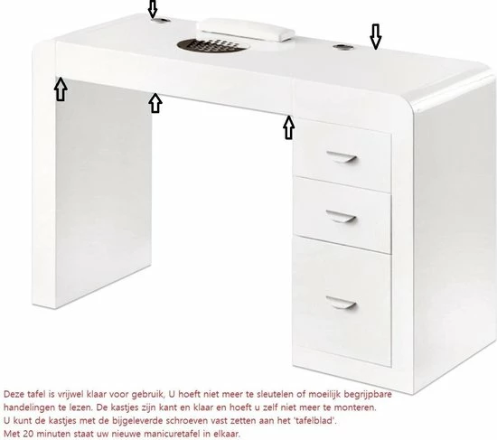 MEGA BEAUTY SHOP® MBS-3103 Manicuretafel Met Afzuiging - Rechts - Wit 6 MEGA BEAUTY SHOP® MBS-3103 Manicuretafel Met Afzuiging - Rechts - Wit - Image 4