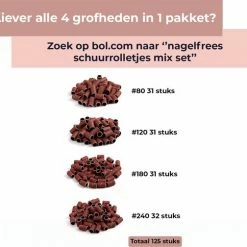 FOOCCA Nagelfrees Schuurrolletjes - #180 Grit - 180 Grofheid - Medium - 125 Stuks -Lanaform Shop 550x504 8