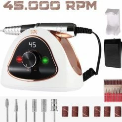 CACCIO? NAILS CACCIO? 2022 Nagelfrees M15 - NIEUW 45000 RPM Electrische Nagelvijl - Acrylnagels-Gelnagels-Manicure En Pedicure Handen En Voeten-Nagels-Nail Drill Machine-Inclusief 6 Bitjes-Rosegoud/wit-6 Schuurrolletjes-Nagelboormachine-Tafel Manicure En Pedicure