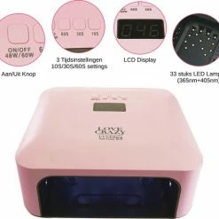 Love Crazy LoveCrazy 60W LED Nageldroger Voor Gelnagels - UV Lamp - Gellak Lamp - Roze -Lanaform Shop 550x512 6