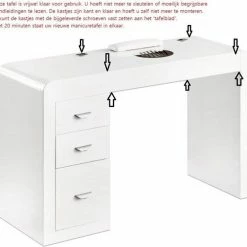 MEGA BEAUTY SHOP® MBS-3102 Manicuretafel Met Afzuiging - Links - Wit -Lanaform Shop 550x522 13