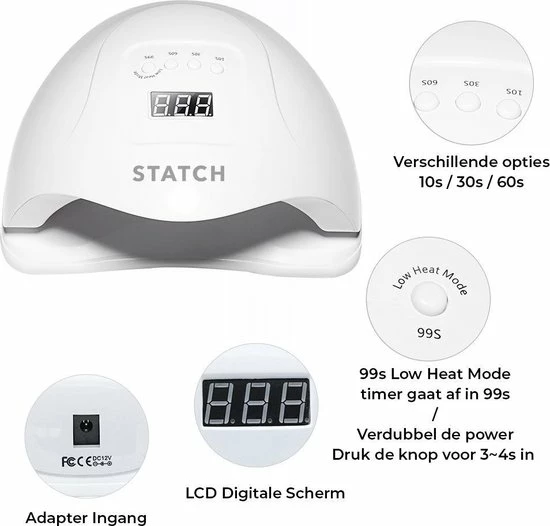 Statch LED Nageldroger Voor Gelnagels - Inclusief Bewegingssensor En Timer – 36LED Lampen- LCD Display 7 Statch LED Nageldroger Voor Gelnagels - Inclusief Bewegingssensor En Timer – 36LED Lampen- LCD Display - Image 5