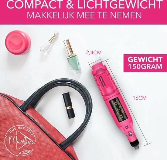 MURLEY'S Elektrische Nagelfrees Beginners - 20.000 Toeren - Incl. 6 Bitjes En 6 Schuurrolletjes - Manicure & Pedicure Set 10 MURLEY'S Elektrische Nagelfrees Beginners - 20.000 Toeren - Incl. 6 Bitjes En 6 Schuurrolletjes - Manicure & Pedicure Set - Image 8