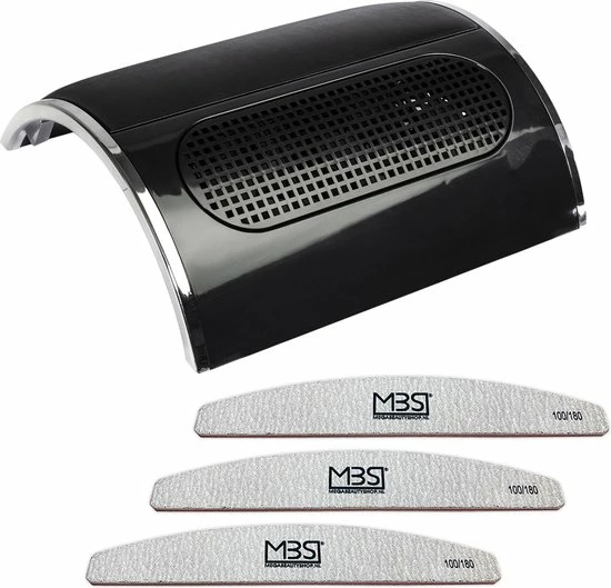 MEGA BEAUTY SHOP® Stofafzuiger Nagels - Zwart - Inclusief 3 MBS® Trapeze Vijlen 3 MEGA BEAUTY SHOP® Stofafzuiger Nagels - Zwart - Inclusief 3 MBS® Trapeze Vijlen