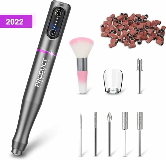 ProductPlanet Premium Draadloze Elektrische Nagelvijl Set 2022 - Nagelvijl Electrisch - Manicure En Pedicure Set - Electrische Nagelvijl - 60 Schuurrolletjes - 5 NagelFrees Bitjes - Grijs 3 ProductPlanet Premium Draadloze Elektrische Nagelvijl Set 2022 - Nagelvijl Electrisch - Manicure En Pedicure Set - Electrische Nagelvijl - 60 Schuurrolletjes - 5 NagelFrees Bitjes - Grijs