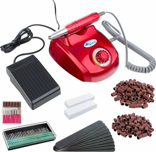 SINA Professionele Freesmachine Manicure Pedicure Nagelfrees Nagels Design Rood 3 SINA Professionele Freesmachine Manicure Pedicure Nagelfrees Nagels Design Rood