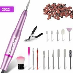 ProductPlanet Premium Elektrische Nagelvijl Set 2022 - Nagelvijl Electrisch - Manicure En Pedicure Set - Electrische Nagelvijl - 60 Schuurrolletjes & 11 NagelFrees Bitjes - Roze