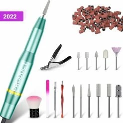 ProductPlanet Premium Elektrische Nagelvijl Set 2022 - Nagelvijl Electrisch - Manicure En Pedicure Set - Electrische Nagelvijl - 60 Schuurrolletjes & 11 NagelFrees Bitjes - Groen