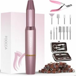 FOOCCA Nagelfrees Premium - 11 Bitjes En 58 Schuurrolletjes - 8 Extra Accesoires - Elektrische Nagelvijl - Eelt Verwijderaar - Manicure Apparaat - Pedicure Set - Extra Lange Kabel