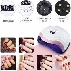 Aokyom Nageldroger 168 W 36 UV-Leds Lamp Voor Nagels Professionele Nagellamp Met 10/30/60/99s Timer, Lcd-Display En Smartsensor Voor Vingers/Teennagels Voor Alle Gelnagellak, Gelnagels, Shellac 12 Aokyom Nageldroger 168 W 36 UV-Leds Lamp Voor Nagels Professionele Nagellamp Met 10/30/60/99s Timer, Lcd-Display En Smartsensor Voor Vingers/Teennagels Voor Alle Gelnagellak, Gelnagels, Shellac -Lanaform Shop 550x545 16
