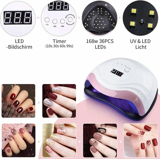 Aokyom Nageldroger 168 W 36 UV-Leds Lamp Voor Nagels Professionele Nagellamp Met 10/30/60/99s Timer, Lcd-Display En Smartsensor Voor Vingers/Teennagels Voor Alle Gelnagellak, Gelnagels, Shellac 5 Aokyom Nageldroger 168 W 36 UV-Leds Lamp Voor Nagels Professionele Nagellamp Met 10/30/60/99s Timer, Lcd-Display En Smartsensor Voor Vingers/Teennagels Voor Alle Gelnagellak, Gelnagels, Shellac - Image 3