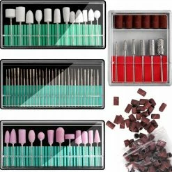 AA Commerce XXL 160-Delige Accessoires Set Voor Elektrische Freesmachine - Met Nagelfrees Schuurrolletjes Bitjes Frees - Manicure/Pedicure Nagel Frees Diamant Frezenset - Keramische Freesbitje Freesjes Fijn/Grof - Mandrel Slijpsteentjes - Schuurrol Set