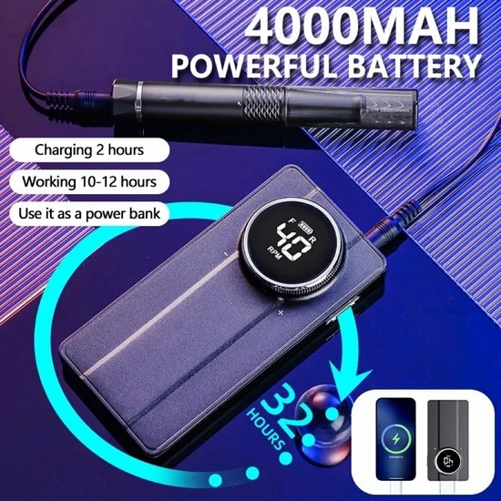 CACCIO? NAILS CACCIO?-40.000 RPM NAIL MASTER-2022 Grijs Nagelfrees-Draadloze-Oplaadbare-Power Bank-2022 Geupgraded Nagelfrees-Pedicure En Manicure-Nieuwe Technologie-Aluminimum Nagelfrees-Gellak Nagels-Acryl Nagels-Nagelstudio-Nagels-Professioneel 4 CACCIO? NAILS CACCIO?-40.000 RPM NAIL MASTER-2022 Grijs Nagelfrees-Draadloze-Oplaadbare-Power Bank-2022 Geupgraded Nagelfrees-Pedicure En Manicure-Nieuwe Technologie-Aluminimum Nagelfrees-Gellak Nagels-Acryl Nagels-Nagelstudio-Nagels-Professioneel - Image 2