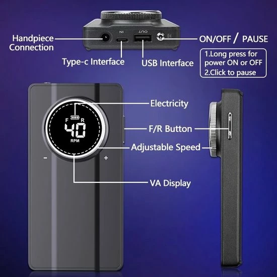 CACCIO? NAILS CACCIO?-40.000 RPM NAIL MASTER-2022 Grijs Nagelfrees-Draadloze-Oplaadbare-Power Bank-2022 Geupgraded Nagelfrees-Pedicure En Manicure-Nieuwe Technologie-Aluminimum Nagelfrees-Gellak Nagels-Acryl Nagels-Nagelstudio-Nagels-Professioneel 8 CACCIO? NAILS CACCIO?-40.000 RPM NAIL MASTER-2022 Grijs Nagelfrees-Draadloze-Oplaadbare-Power Bank-2022 Geupgraded Nagelfrees-Pedicure En Manicure-Nieuwe Technologie-Aluminimum Nagelfrees-Gellak Nagels-Acryl Nagels-Nagelstudio-Nagels-Professioneel - Image 6