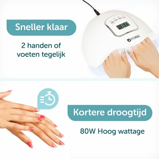 ForDig 80W Professionele Nageldroger Voor Gel Nagels - Nagellak Droger Met UV LED Lamp En Timer Voor Gelnagels - Nageldrogerlamp Met 45 LED Lampjes Voor Nagel Gellak - Geschikt Voor Manicure En Pedicure - Nagellakdroger Hard Gelpolish Builder 6 ForDig 80W Professionele Nageldroger Voor Gel Nagels - Nagellak Droger Met UV LED Lamp En Timer Voor Gelnagels - Nageldrogerlamp Met 45 LED Lampjes Voor Nagel Gellak - Geschikt Voor Manicure En Pedicure - Nagellakdroger Hard Gelpolish Builder - Image 4