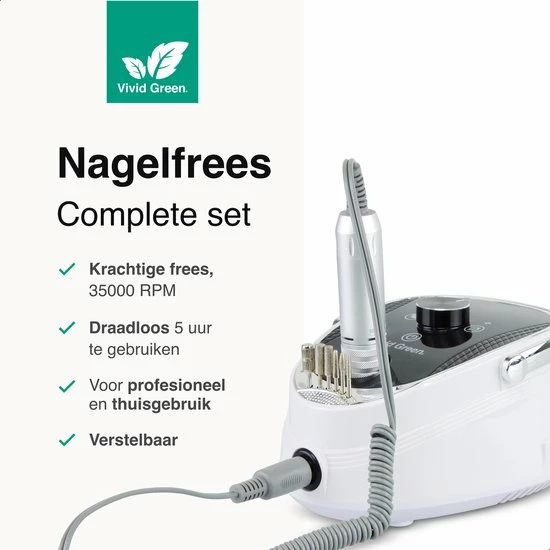 Vivid Green Nagelfrees Complete Set - 35000 RPM - Elektrische Nagelvijl - Manicure & Pedicure 4 Vivid Green Nagelfrees Complete Set - 35000 RPM - Elektrische Nagelvijl - Manicure & Pedicure - Image 2