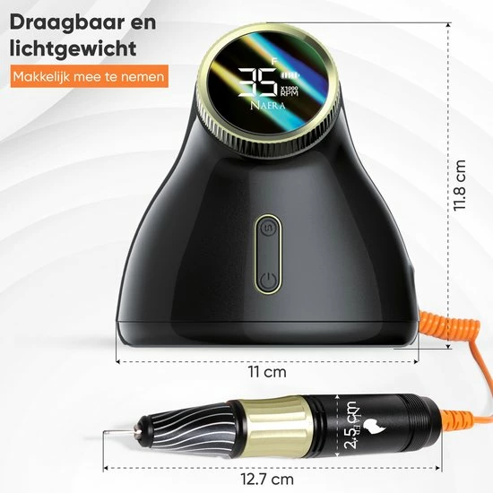 Naera E105 Nagelfrees 35000 RPM - Elektrische Nagelvijl - Manicure En Pedicure - Zwart 9 Naera E105 Nagelfrees 35000 RPM - Elektrische Nagelvijl - Manicure En Pedicure - Zwart - Image 7