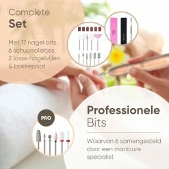 De Sera Elektrische Nagelvijl - Nagelfrees 21-delige Set Met Professionele Nail Bits En Extra Lang Snoer - 20.000 RPM - Goud -Lanaform Shop 550x550 448