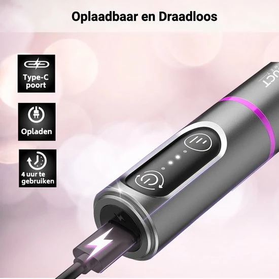 ProductPlanet Premium Draadloze Elektrische Nagelvijl Set 2022 - Nagelvijl Electrisch - Manicure En Pedicure Set - Electrische Nagelvijl - 60 Schuurrolletjes - 5 NagelFrees Bitjes - Grijs 9 ProductPlanet Premium Draadloze Elektrische Nagelvijl Set 2022 - Nagelvijl Electrisch - Manicure En Pedicure Set - Electrische Nagelvijl - 60 Schuurrolletjes - 5 NagelFrees Bitjes - Grijs - Image 7