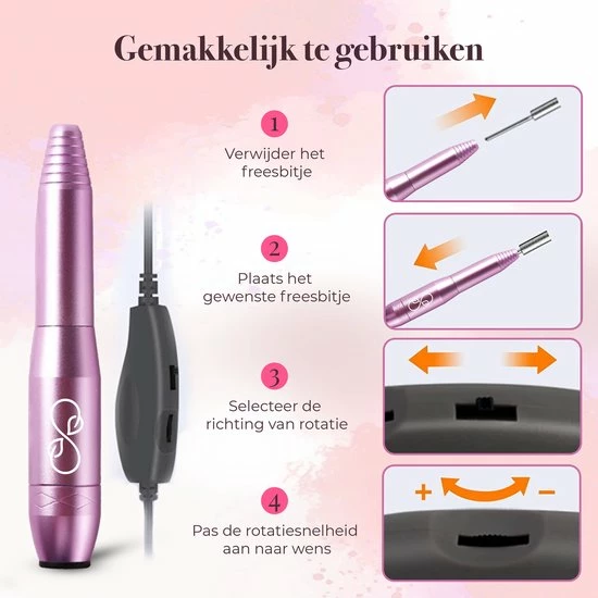 Quaran Elektrische Nagelvijl - Nagelfrees - Nagelvijl - Eelt Verwijderaar - Manicure En Pedicure - 11 Bitjes En 60 Schuurrolletjes 7 Quaran Elektrische Nagelvijl - Nagelfrees - Nagelvijl - Eelt Verwijderaar - Manicure En Pedicure - 11 Bitjes En 60 Schuurrolletjes - Image 5