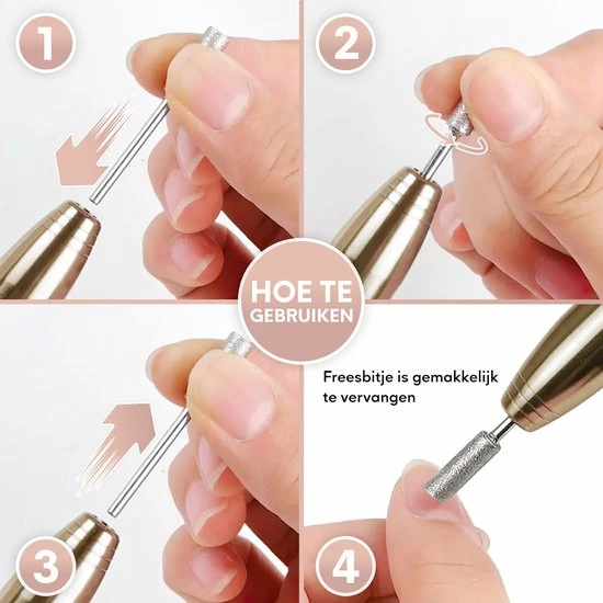 Ease Store Elektrische Nagelvijl ? Manicure En Pedicure Nagelfrees ? 11 Nagelvijl Bitjes En 56 Schuurrolletjes ? Rose/Goud 6 Ease Store Elektrische Nagelvijl ? Manicure En Pedicure Nagelfrees ? 11 Nagelvijl Bitjes En 56 Schuurrolletjes ? Rose/Goud - Image 4