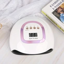 CACCIO® NAILS 2022 Nageldroger - 220W/57 LEDs - Paars/wit Kleur -SUNT5 MAX - Nail Dryer - Nagelstudio - Professioneel Gebruik - Gelnagels - UV Nagellamp - LED Nagellamp - Top Coat Nageldroger - Acrylnagels - Tafellamp - Uv/led Nageldroger - Nagels - Origineel