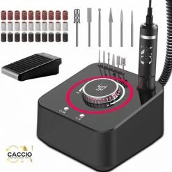 CACCIO? NAILS 2022 Zwart Pro Master Nagelfrees - 40.000 RPM - Licht Gewicht Technologie Nagelfrees - Inclusief 6 Bitjes Doosje - 36 Stuks Schuurrolletjes - Manicure/Pedicure Voeten En Handen - Hoge Kwaliteit - Nieuwe Technologie - Professioneel