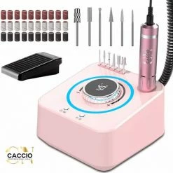 CACCIO® NAILS 2022 Roze Pro Master Nagelfrees - 40.000 RPM - Licht Motor Technologie - Inclusief 6 Bitjes Doosje - 36 Stuks Schuurrolletjes - Manicure/Pedicure Voeten En Handen - Hoge Kwaliteit - Nieuwe Technologie - Professioneel