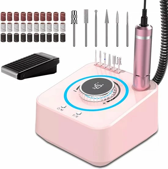 Yoke Fellow Elektrische Nagelfrees 40.000RPM - Roze - 30 Schuurrolletjes En 6 Nagelvijl Bitjes 3 Yoke Fellow Elektrische Nagelfrees 40.000RPM - Roze - 30 Schuurrolletjes En 6 Nagelvijl Bitjes