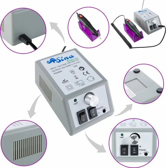 SINA Professionele Freesmachine Manicure Pedicure Nagelfrees Nagels Design Grijs 4 SINA Professionele Freesmachine Manicure Pedicure Nagelfrees Nagels Design Grijs - Image 2
