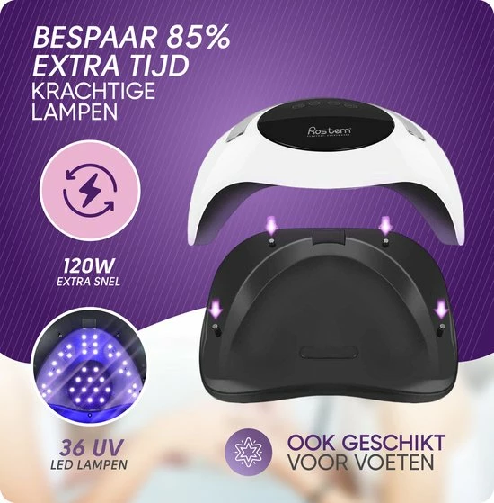 Rostem® 120W LED Nageldroger Lamp - UV Lamp - Geschikt Voor Elke Nagel Gellak - 120W 7 Rostem® 120W LED Nageldroger Lamp - UV Lamp - Geschikt Voor Elke Nagel Gellak - 120W - Image 5