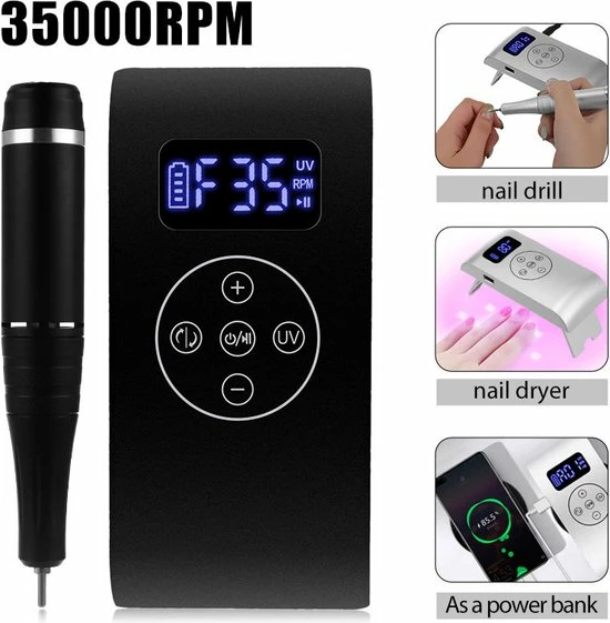 CACCIO? NAILS 2 In 1 Nagelfrees UV/LED Lamp-Silver Oplaadbare/Draadloze Nagelfrees- Nagelfrees - Manicure/pedicure Voeten En Handen-Acrylnagels-Gelnagels-UV/LED Lamp/Nail Drill Machine - 35000 RPM - Inclusief 6 Bitjes - Hoge Kwaliteit - Nagelstudio - Professioneel 7 CACCIO? NAILS 2 In 1 Nagelfrees UV/LED Lamp-Silver Oplaadbare/Draadloze Nagelfrees- Nagelfrees - Manicure/pedicure Voeten En Handen-Acrylnagels-Gelnagels-UV/LED Lamp/Nail Drill Machine - 35000 RPM - Inclusief 6 Bitjes - Hoge Kwaliteit - Nagelstudio - Professioneel - Image 5