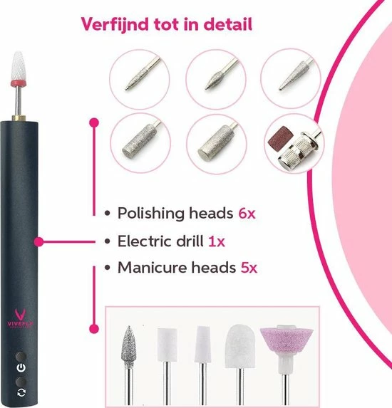 Vivefly Healthcare Nailisha Elektrische Nagelvijl - Pedicure En Manicure - Nagels - Nagelfrees - Eelt Verwijderen- 15.000 Touren- Acrylnagels - Gelnagels- Draadloos 4 Vivefly Healthcare Nailisha Elektrische Nagelvijl - Pedicure En Manicure - Nagels - Nagelfrees - Eelt Verwijderen- 15.000 Touren- Acrylnagels - Gelnagels- Draadloos - Image 2