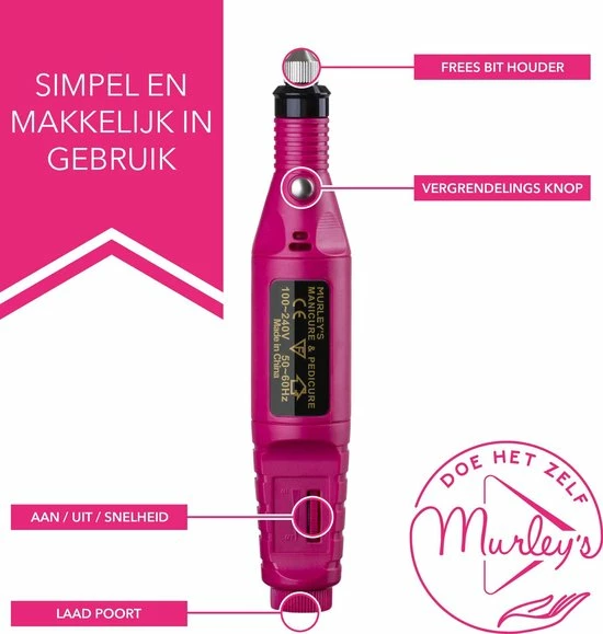 MURLEY'S Elektrische Nagelfrees Beginners - 20.000 Toeren - Incl. 6 Bitjes En 6 Schuurrolletjes - Manicure & Pedicure Set 5 MURLEY'S Elektrische Nagelfrees Beginners - 20.000 Toeren - Incl. 6 Bitjes En 6 Schuurrolletjes - Manicure & Pedicure Set - Image 3