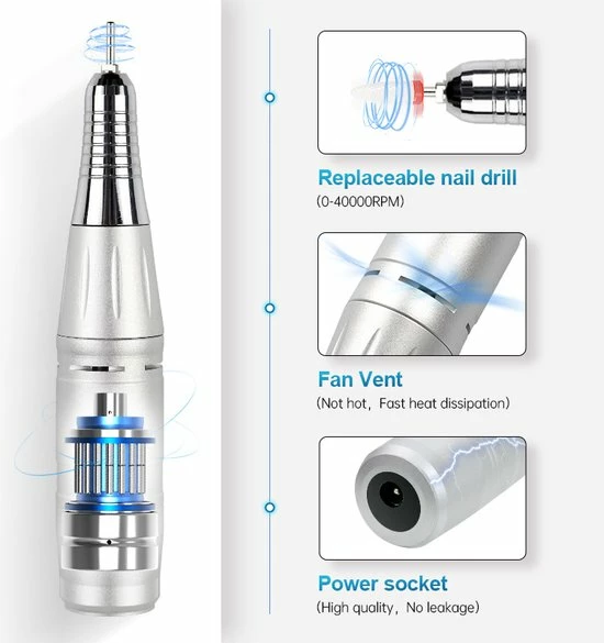 CACCIO® NAILS 40000 RPM Nagelfrees - Sterke Nagelfrees - Lage Trillingen - Nagels - Lage Geluid - Gelnagels - Acrylnagels - Manicure/Pedicure Handen En Voeten - Inclusief 6 Bitjes - Nail Drill Machine - Nagelfrees Nagelstudio - Professioneel 9 CACCIO® NAILS 40000 RPM Nagelfrees - Sterke Nagelfrees - Lage Trillingen - Nagels - Lage Geluid - Gelnagels - Acrylnagels - Manicure/Pedicure Handen En Voeten - Inclusief 6 Bitjes - Nail Drill Machine - Nagelfrees Nagelstudio - Professioneel - Image 7