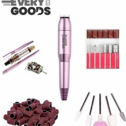 EverdayGoods Beautyzchoice Elektrische Nagelvijl - Nagelfrees- Manicure En Pedicure Set - 56 Schuurrolletjes - 11 Opzetstukken - Rosé/Goud