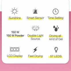 Nageldroger - SUN X8 Max - UV LED Lamp Nagels - 57 LED - Nagel - UV - LED Lamp - Nagellamp - Nail Dryer - Nagels - Salon - Professioneel - 2 Handen - 180 Watt - Model 2021 -Lanaform Shop 550x600 1