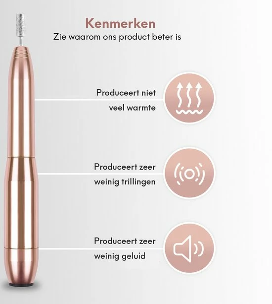 Ease Store Elektrische Nagelvijl ? Manicure En Pedicure Nagelfrees ? 11 Nagelvijl Bitjes En 56 Schuurrolletjes ? Rose/Goud 9 Ease Store Elektrische Nagelvijl ? Manicure En Pedicure Nagelfrees ? 11 Nagelvijl Bitjes En 56 Schuurrolletjes ? Rose/Goud - Image 7