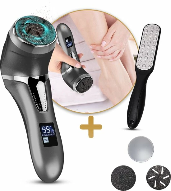 Mystige Elektrische Eelt Verwijderaar INCLUSIEF Voetvijl + 3 Rollen - Pedicure Apparaat - LCD-Scherm & Oplaadbaar - Eelt Vijl 3 Mystige Elektrische Eelt Verwijderaar INCLUSIEF Voetvijl + 3 Rollen - Pedicure Apparaat - LCD-Scherm & Oplaadbaar - Eelt Vijl