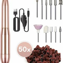 Ease Store Elektrische Nagelvijl ? Manicure En Pedicure Nagelfrees ? 11 Nagelvijl Bitjes En 56 Schuurrolletjes ? Rose/Goud