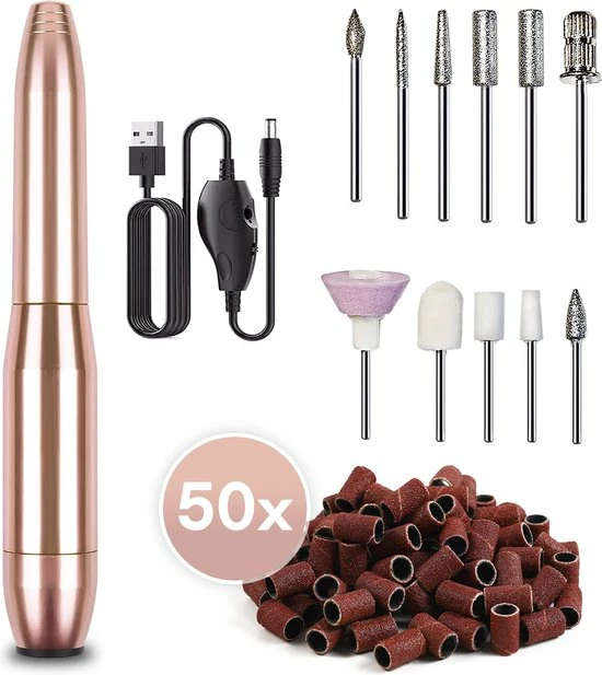 Ease Store Elektrische Nagelvijl ? Manicure En Pedicure Nagelfrees ? 11 Nagelvijl Bitjes En 56 Schuurrolletjes ? Rose/Goud 3 Ease Store Elektrische Nagelvijl ? Manicure En Pedicure Nagelfrees ? 11 Nagelvijl Bitjes En 56 Schuurrolletjes ? Rose/Goud