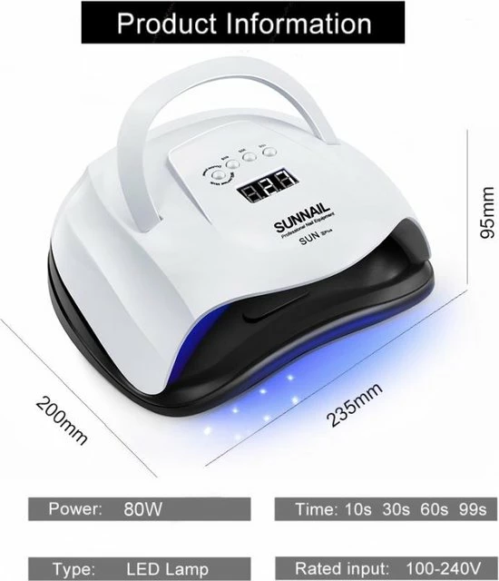 ExCorn Professionele 42LED UV Nagellamp - SMART Sensor - 80 W Nageldroger Voor Gelnagels ?Sun X 5 Plus - 2 Handen Droger ? Timer ? UV LCD Display ? Dubbel Licht ? Automatiche Sensor ? Heat Mode ? Nagel Gellak 5 ExCorn Professionele 42LED UV Nagellamp - SMART Sensor - 80 W Nageldroger Voor Gelnagels ?Sun X 5 Plus - 2 Handen Droger ? Timer ? UV LCD Display ? Dubbel Licht ? Automatiche Sensor ? Heat Mode ? Nagel Gellak - Image 3