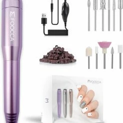 FOOCCA Nagelfrees - 11 Bitjes En 58 Schuurrolletjes - Elektrische Nagelvijl - Eelt Verwijderaar - Manicure Apparaat - Pedicure Set - Extra Lange Kabel