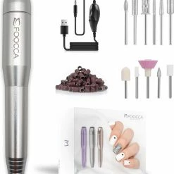FOOCCA Nagelfrees - 11 Bitjes En 58 Schuurrolletjes - Elektrische Nagelvijl - Eelt Verwijderaar - Manicure Apparaat - Pedicure Set - Extra Lange Kabel