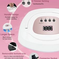 Nageldroger - SUN X8 Max - UV LED Lamp Nagels - 57 LED - Nagel - UV - LED Lamp - Nagellamp - Nail Dryer - Nagels - Salon - Professioneel - 2 Handen - 180 Watt - Model 2021 -Lanaform Shop 550x724