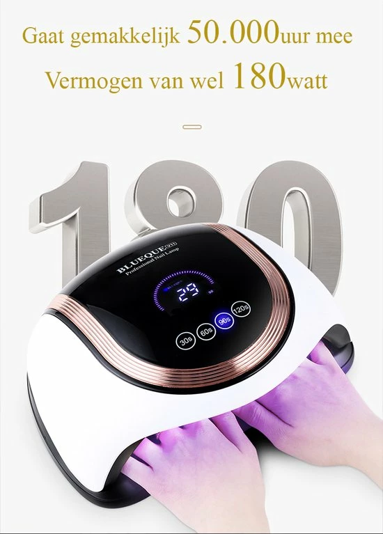 Luxe UV Lamp Gelnagels ? LED Nageldroger Van Blueque ? Handen En Voeten ? 3 Timers - 60 Lampjes ? 180 Watt ? Touchscreen LCD Scherm 6 Luxe UV Lamp Gelnagels ? LED Nageldroger Van Blueque ? Handen En Voeten ? 3 Timers - 60 Lampjes ? 180 Watt ? Touchscreen LCD Scherm - Image 4